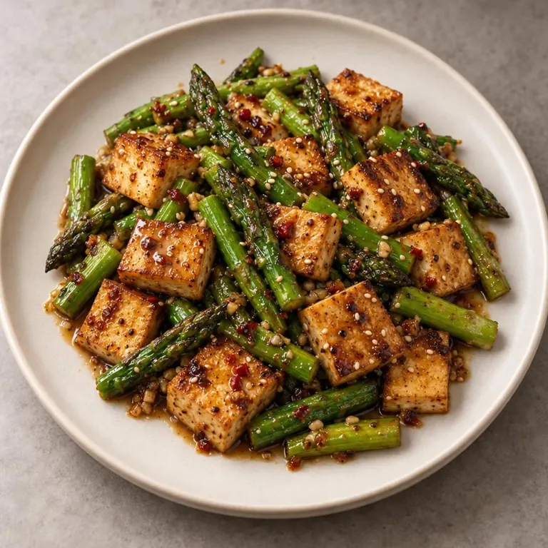 Tofu asparagus plate