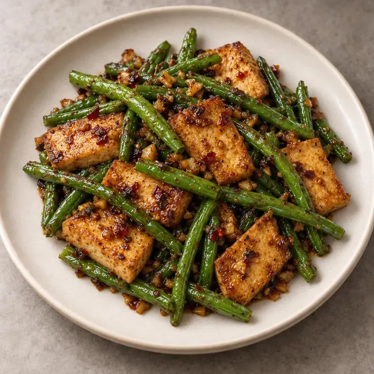 Tofu green beans plate