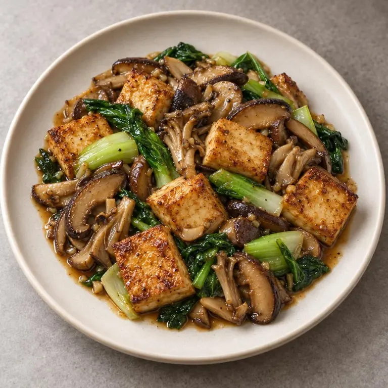 Tofu mushrooms plate