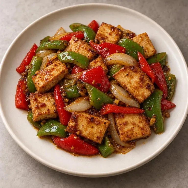 Tofu peppers plate