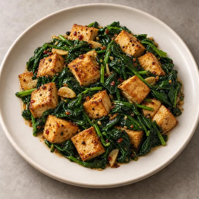 Tofu spinach plate