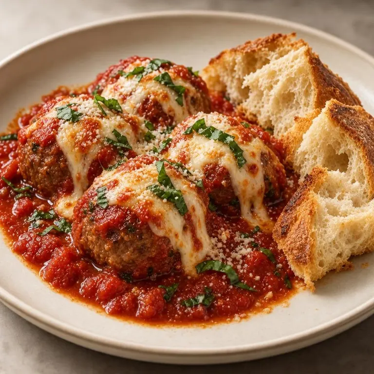 Beef meatball mozzarella bake