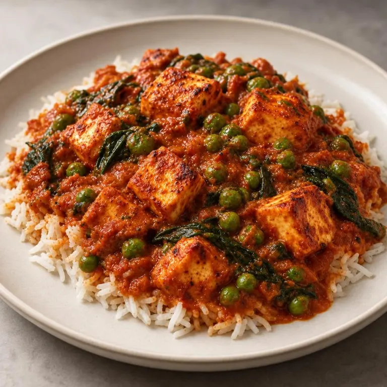Microwave Paneer Tikka with Peas
