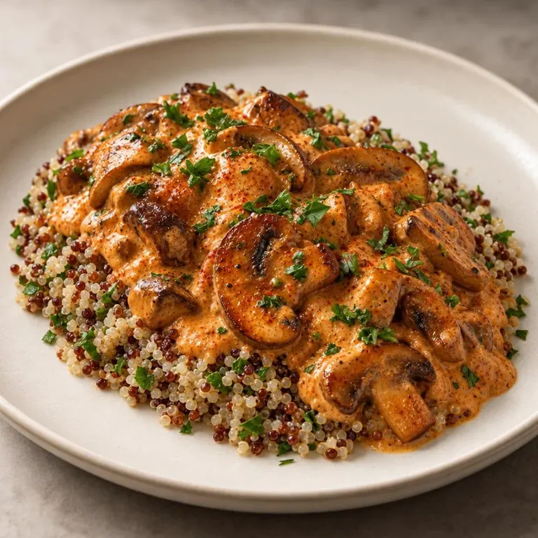 Paprika mushroom stroganoff with quinoa
