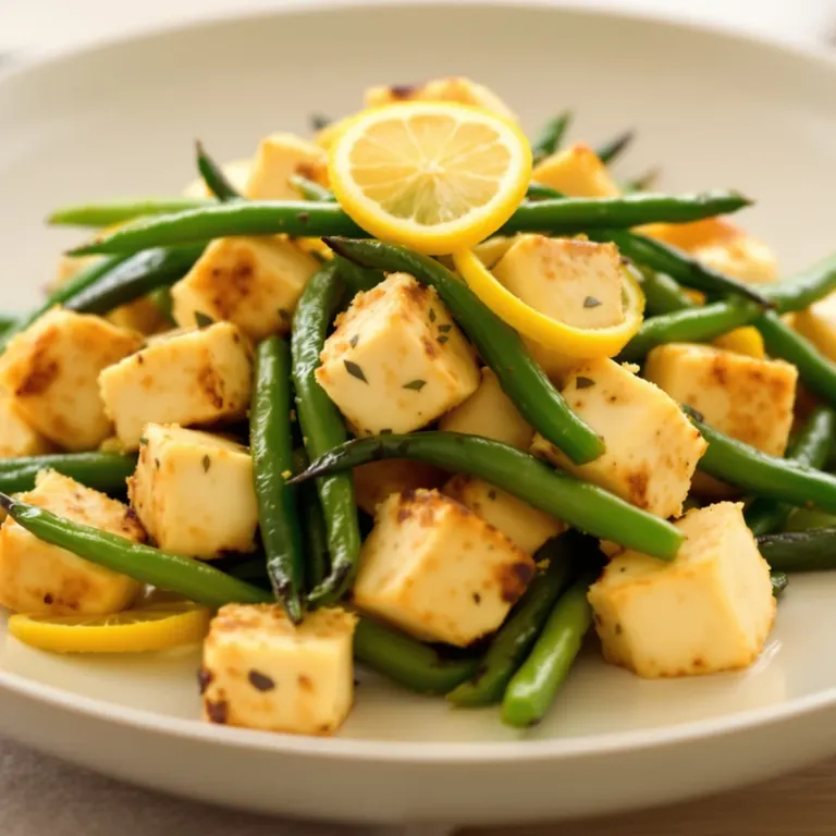 Air-fryer tofu & green beans