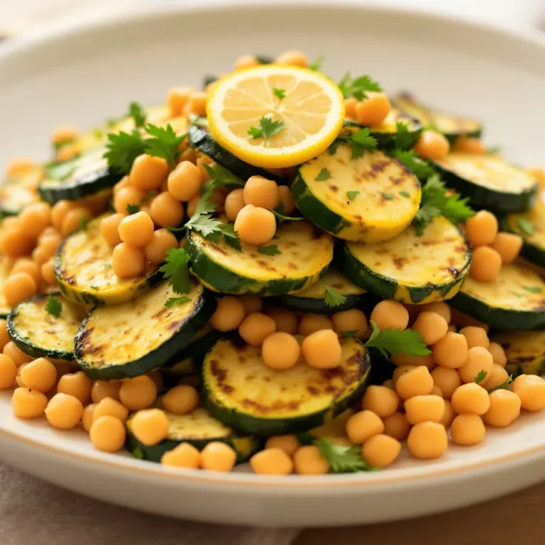 Grilled lemon zucchini & chickpeas