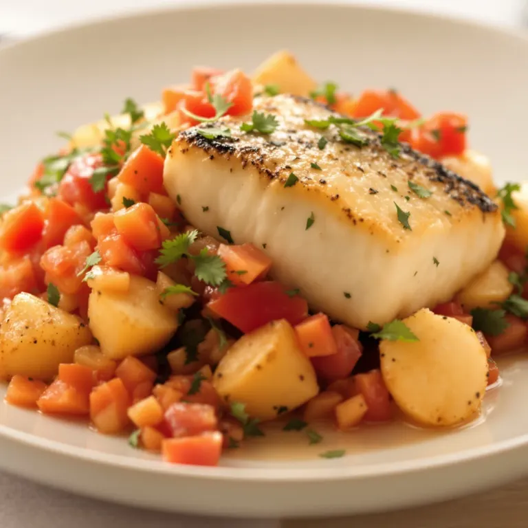 Sea bass, salsa & potatoes