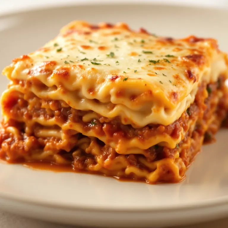 Beef lasagna slice