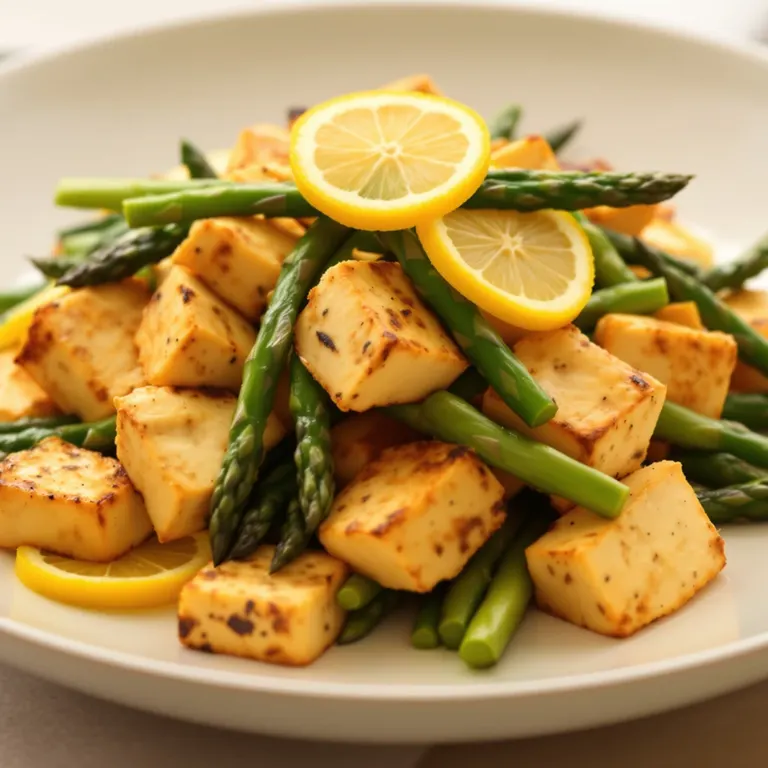 Lemon asparagus tofu roast