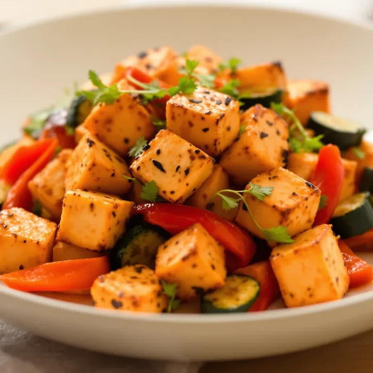 Paprika tofu, peppers & zucchini