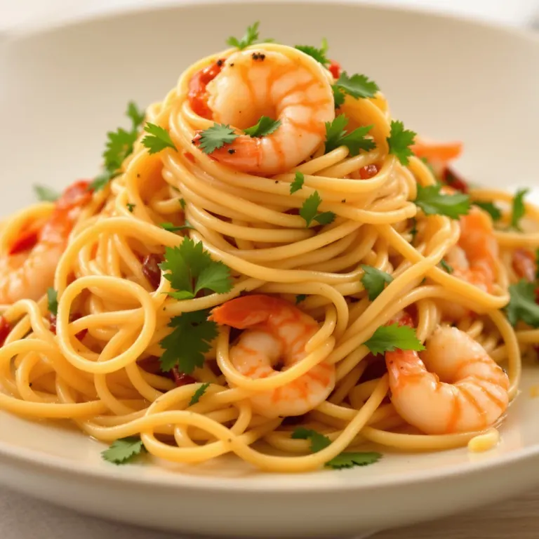 Chilli prawn linguine