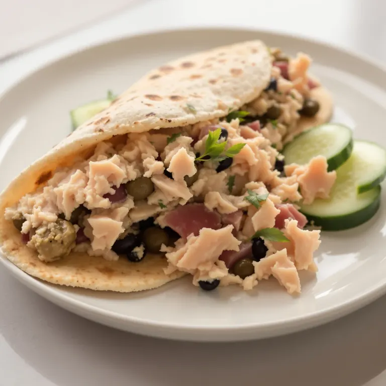 Olive tapenade tuna pita