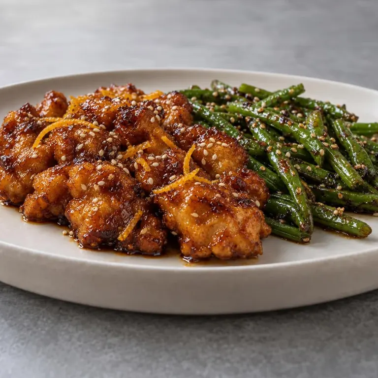Orange Sesame Chicken with Green Beans
