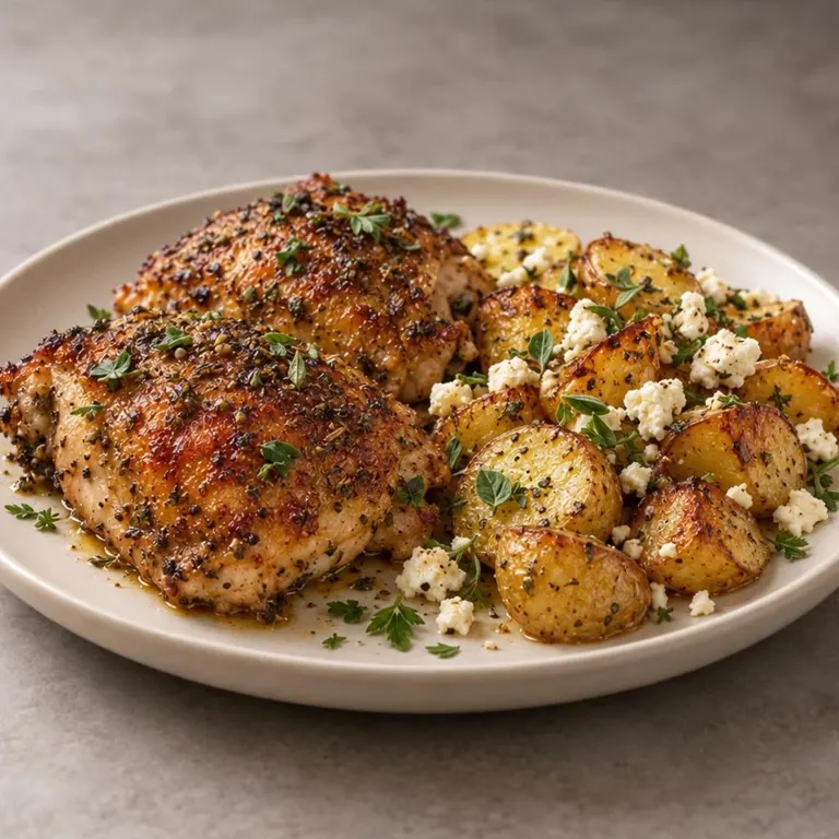 Oregano chicken with feta & potatoes