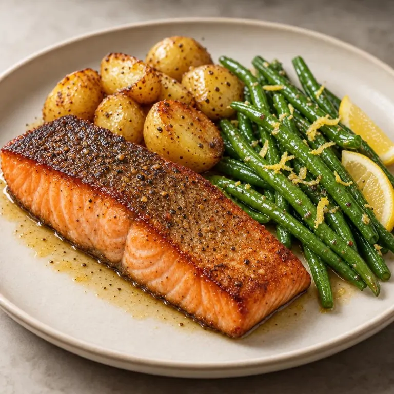 Pan-Seared Salmon with Lemon Green Beans