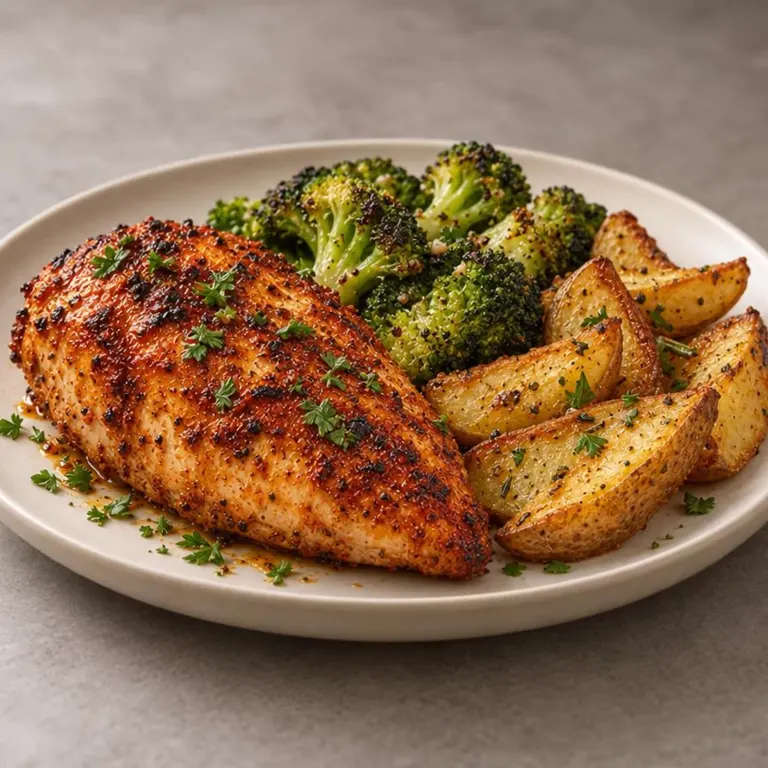 Paprika chicken, broccoli & potatoes