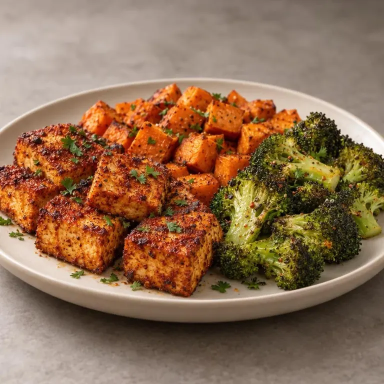 Paprika tofu with sweet potato & broccoli