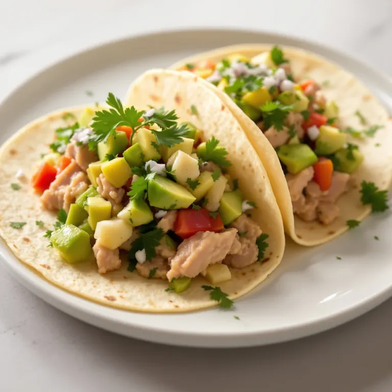 Parsley salsa tuna tortillas