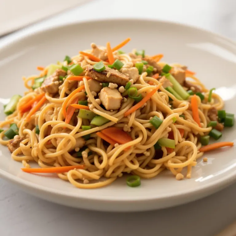 Peanut noodles with crispy tofu