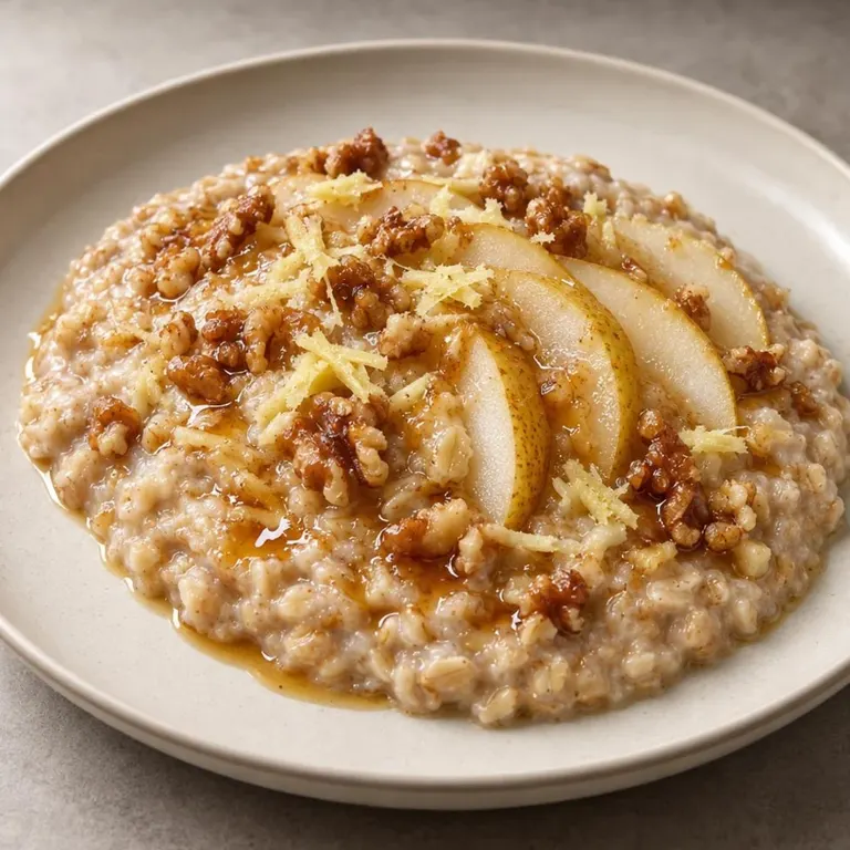 Pear Ginger Porridge with Walnuts
