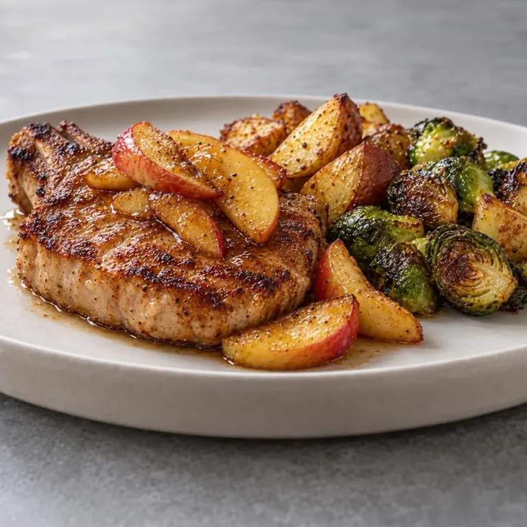 Pork Chops with Honey Apples & Sprouts