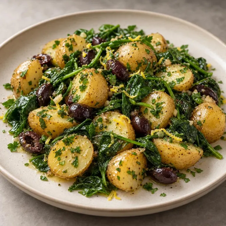 Potato, Spinach & Olive Warm Salad
