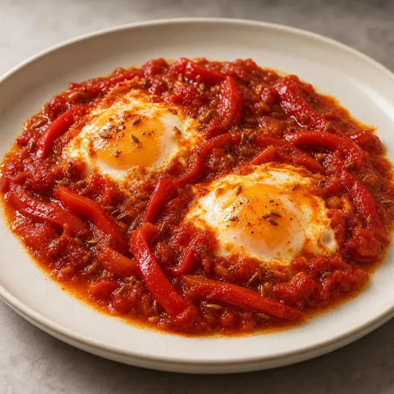 Red Pepper Eggs Poached in Tomato