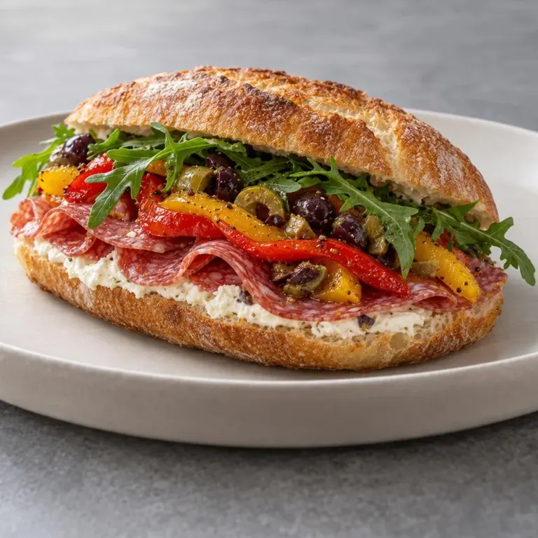 Salami, Pepper & Olive Sandwich