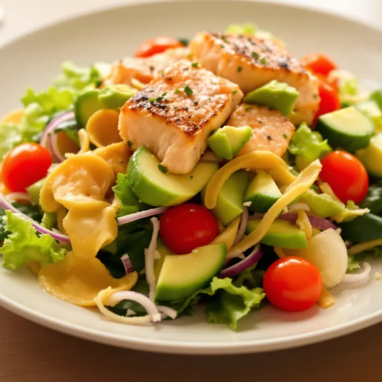 Warm salmon & avocado salad