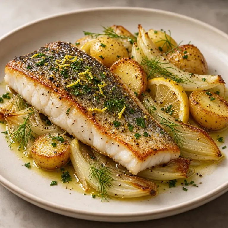 Sea bass parcels with fennel & baby potatoes