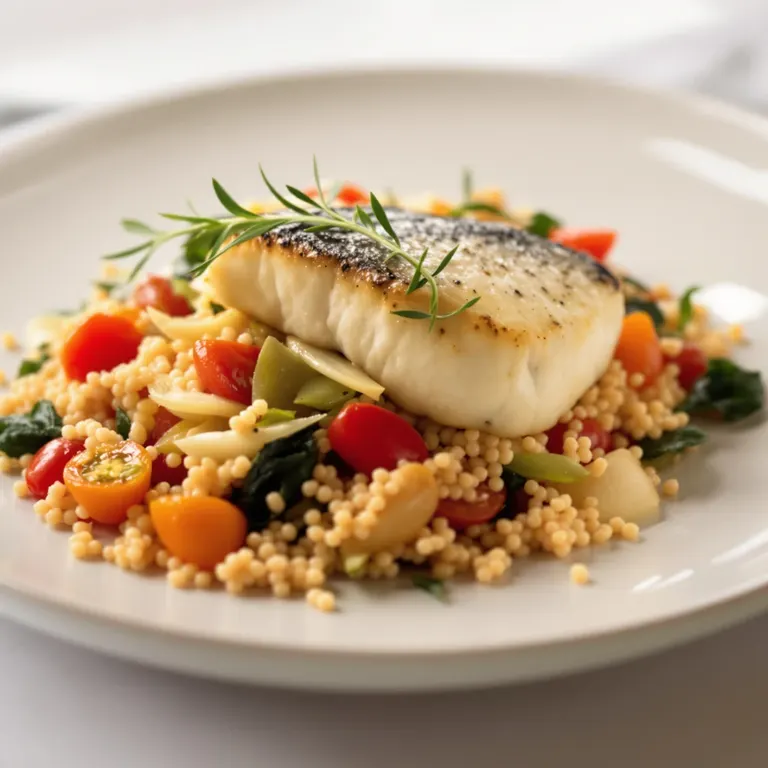 Pan-seared sea bass with fennel & couscous