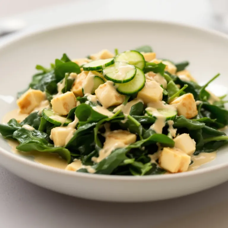 Sesame tofu spinach cucumber