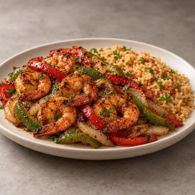 Shrimp fajita skillet with rice
