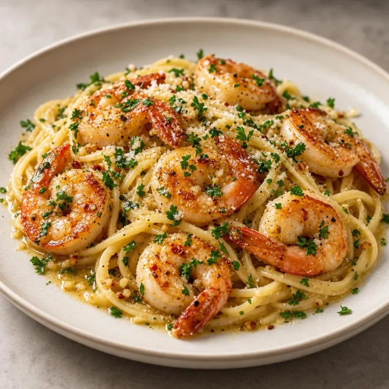 Shrimp scampi with pasta