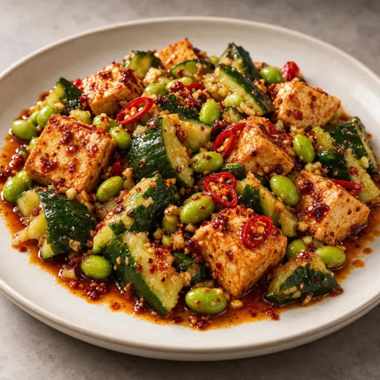 Smashed Cucumber & Chili Tofu Salad