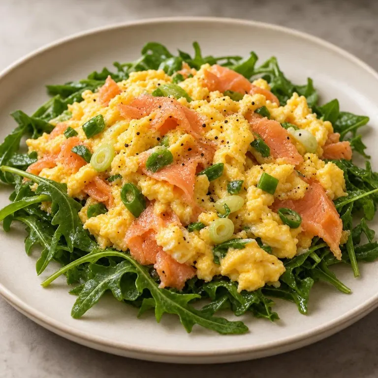 Smoked Salmon Scramble with Arugula