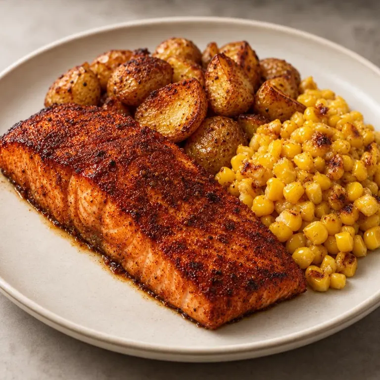 Smoky Air Fryer Salmon with Corn