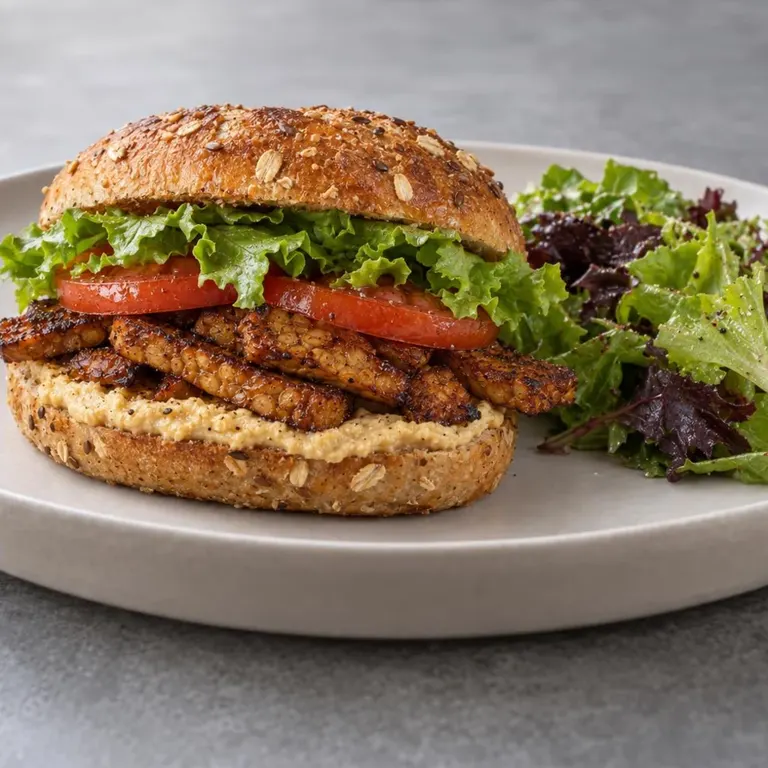 Smoky Tempeh Lettuce Tomato Sandwich