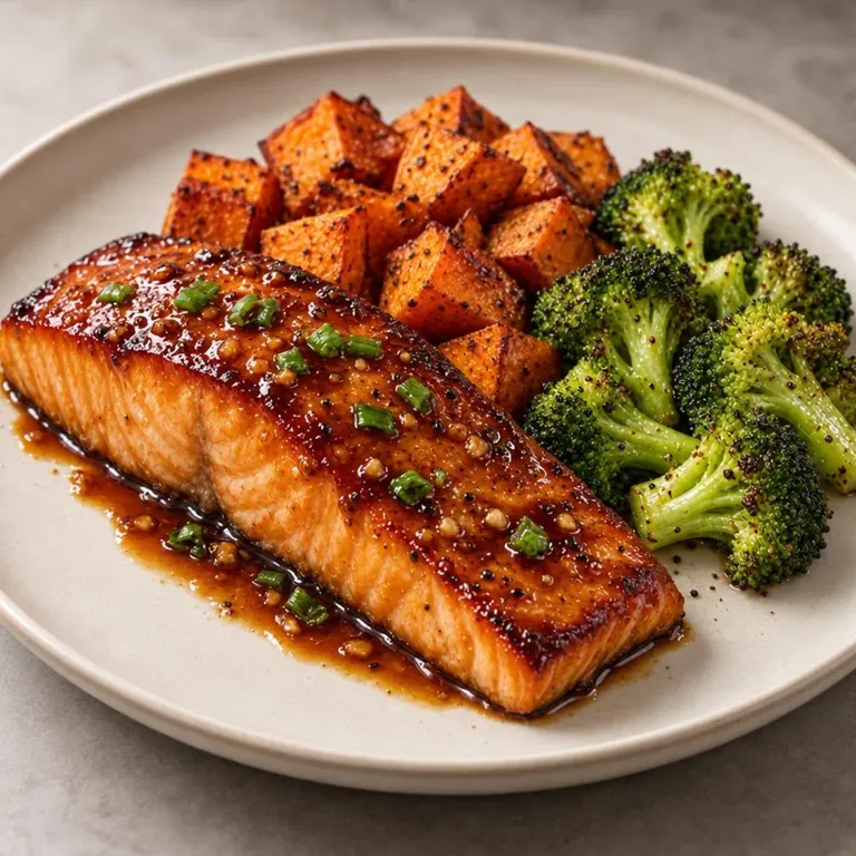 Soy-honey salmon with sweet potato