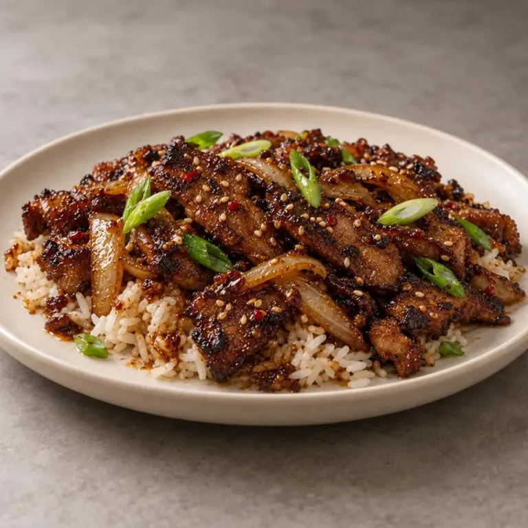 Sun: Spicy sesame pork rice bowl