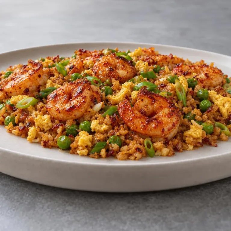 Spicy Shrimp Egg-Fried Cauli Rice