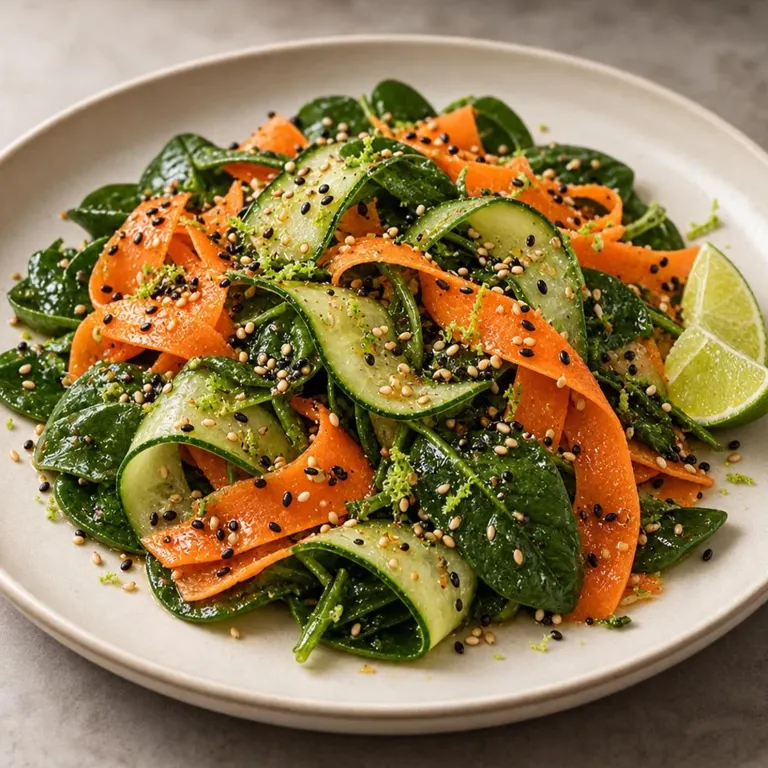 Spinach, Carrot & Cucumber Sesame Salad