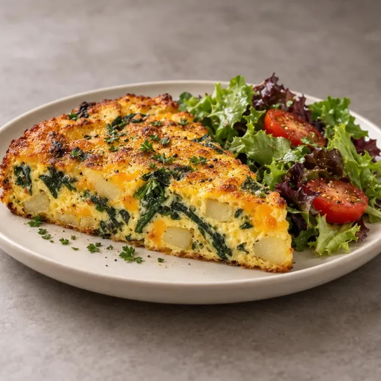 Spinach cheddar potato frittata