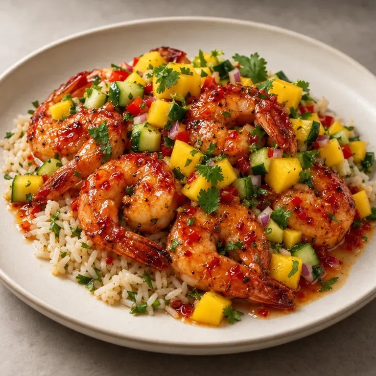 Sweet Chili Shrimp with Mango Salsa