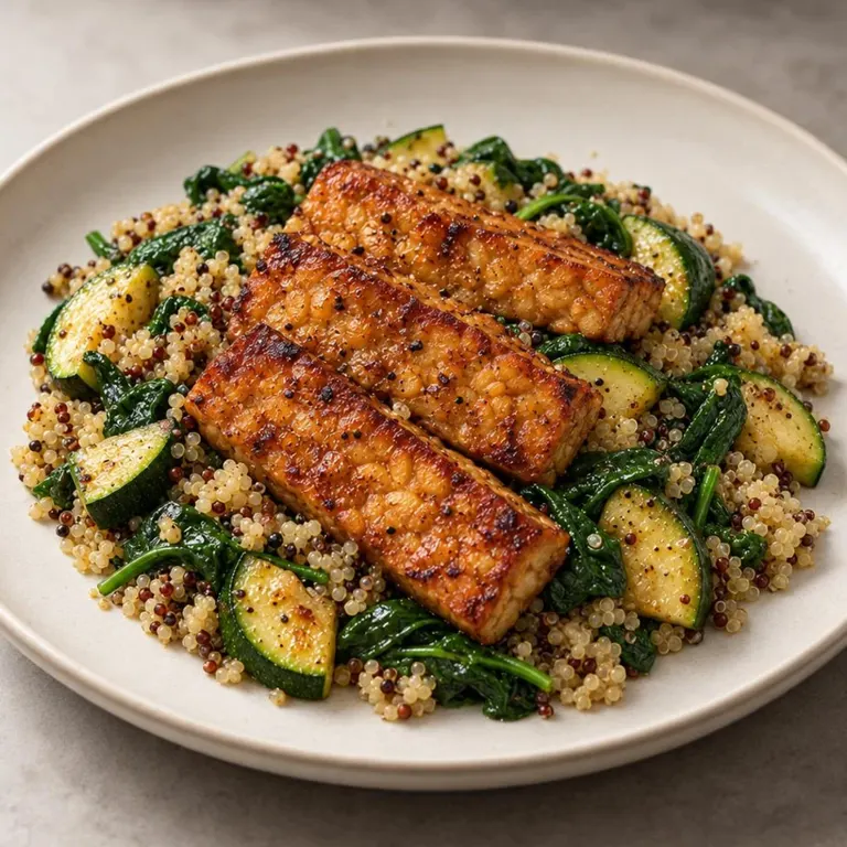 Tempeh Breakfast Bowl with Zucchini & Quinoa