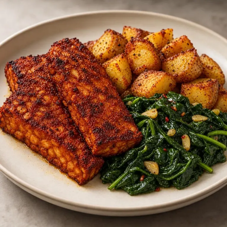 Tempeh, Spinach & Potato Plate