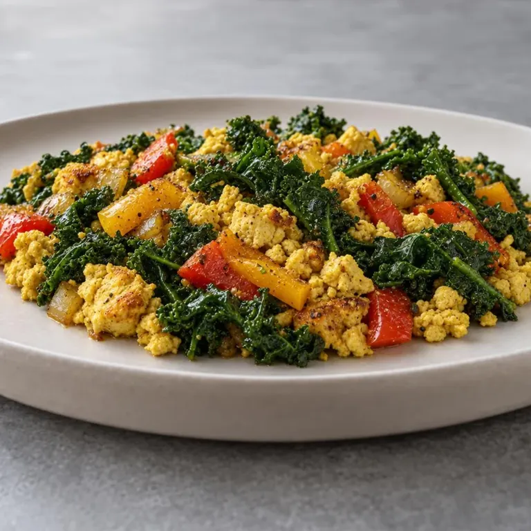 Tofu Breakfast Scramble with Peppers & Kale