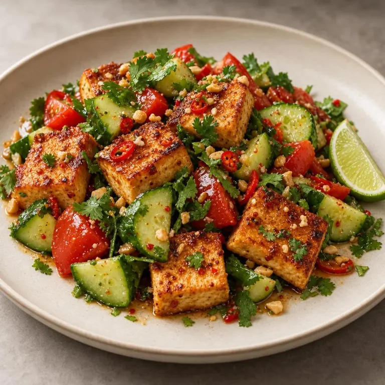 Tofu, Cucumber & Herb Salad with Lime