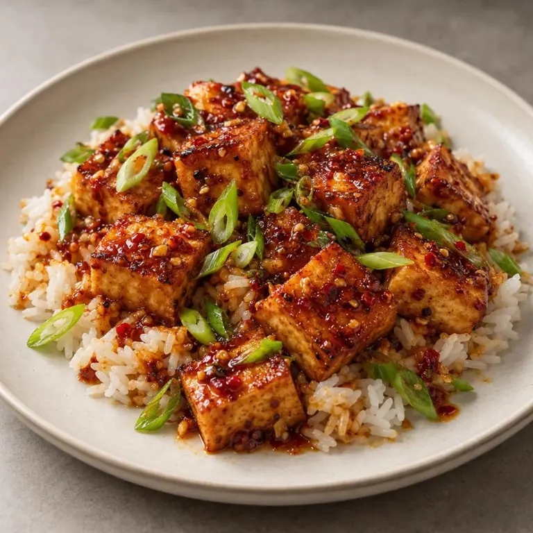 Mapo-style chili tofu rice