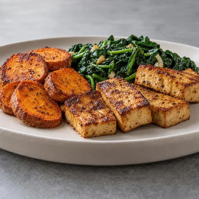Tofu, Spinach & Sweet Potato Plate